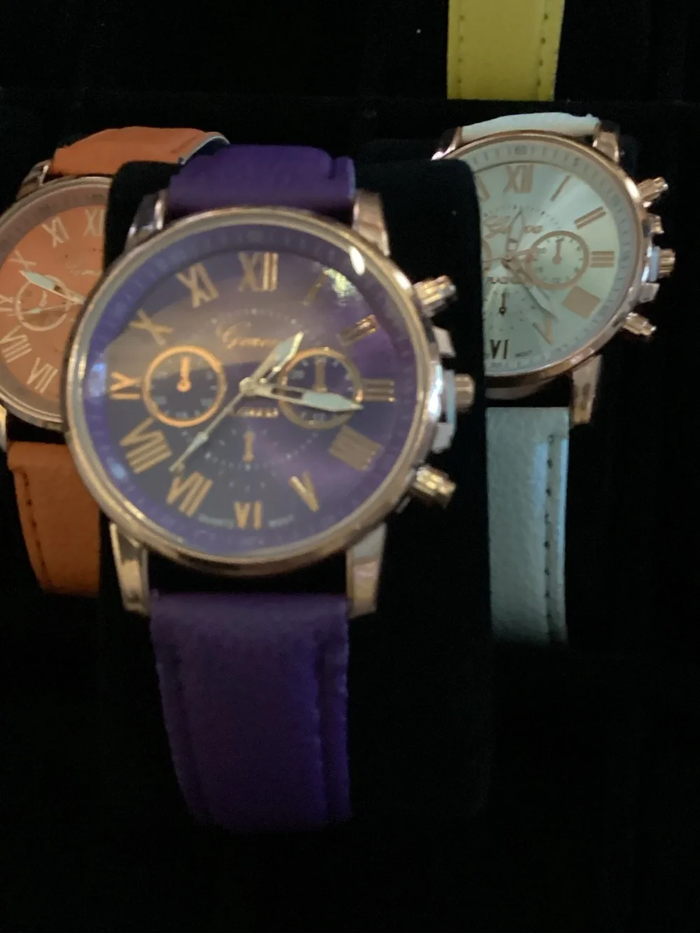 Geneva Platinum Women's Multicolor Leather-Style Strap Watch individual